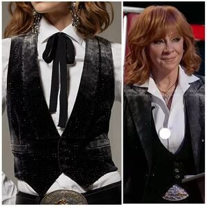 Ralph Lauren Collection Vest Black Crystal Embellished Denim Dress Jacket 8 $4K